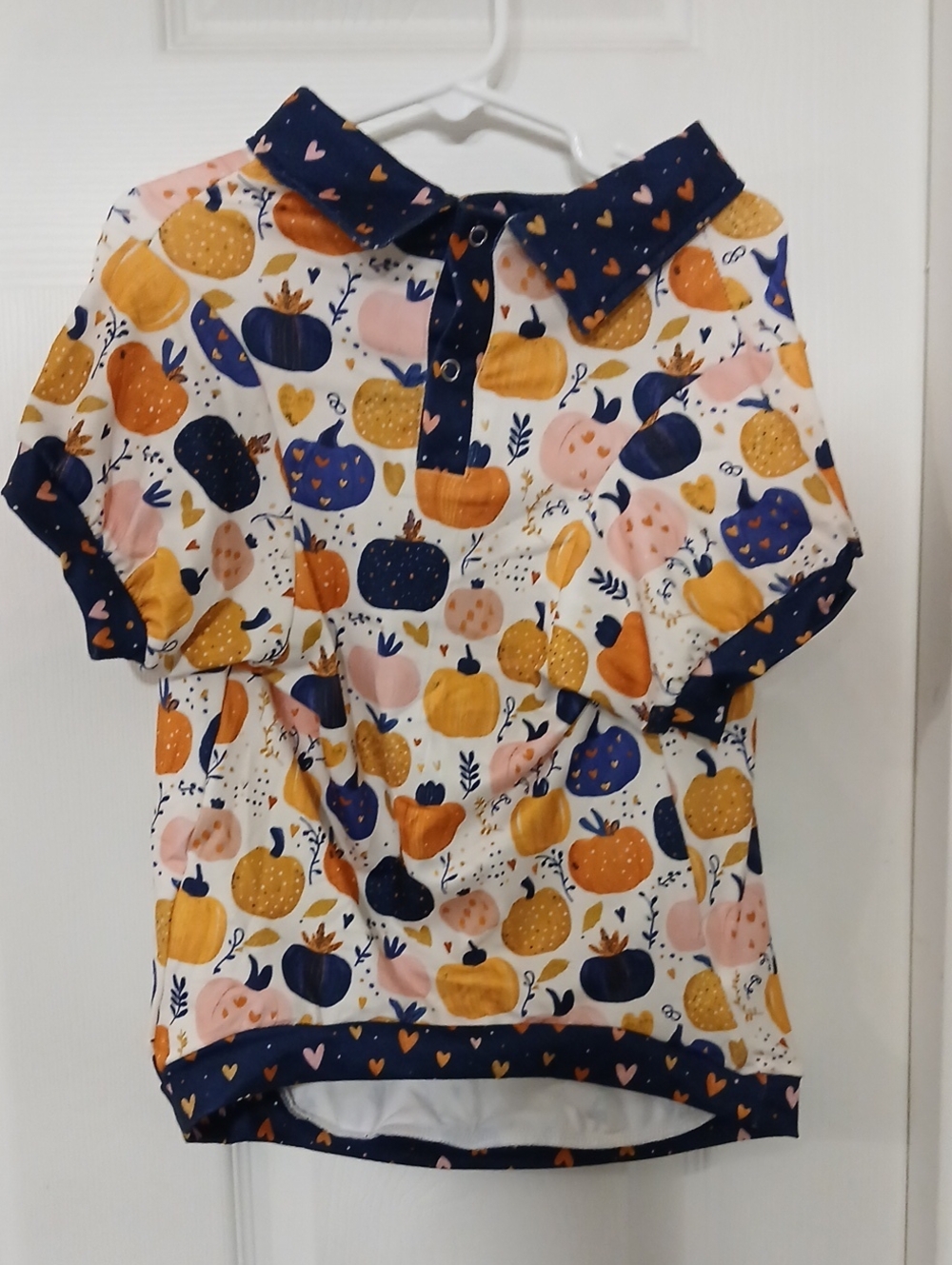 Autumn Pumpkin Polo Shirt for Dogs in Navy, Mustard & Blush